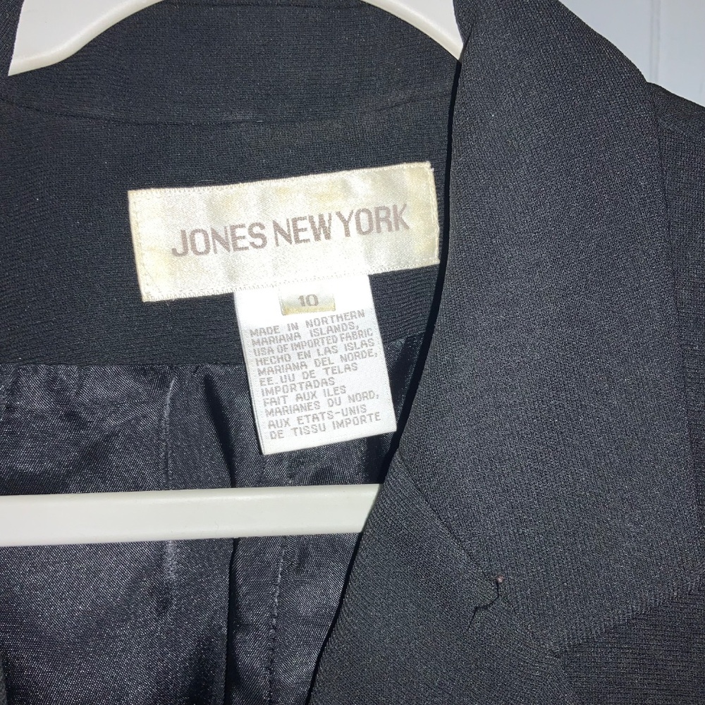 Jones New York black triple button blazer sz10 front flap pockets lined vintage - Picture 3 of 6
